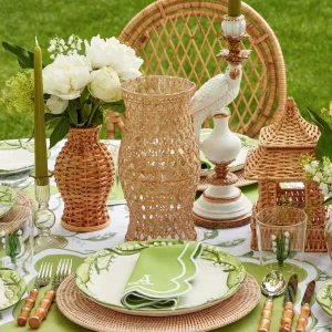 Best Rattan Hurricane Lantern (Pair) Candle Holders