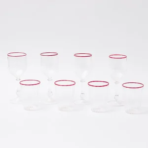 Flash Sale Red Rim Glassware (Set Of 8) Glasses