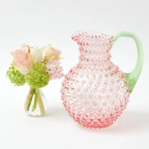 Discount Rose Hobnail Jug With Emerald Handle & Glasses (Set Of 6) Glassware Sets