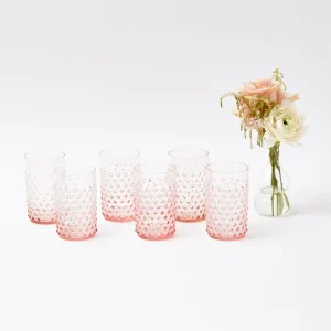 Online Rose Pink Hobnail Water Glasses & Jug Set Glasses