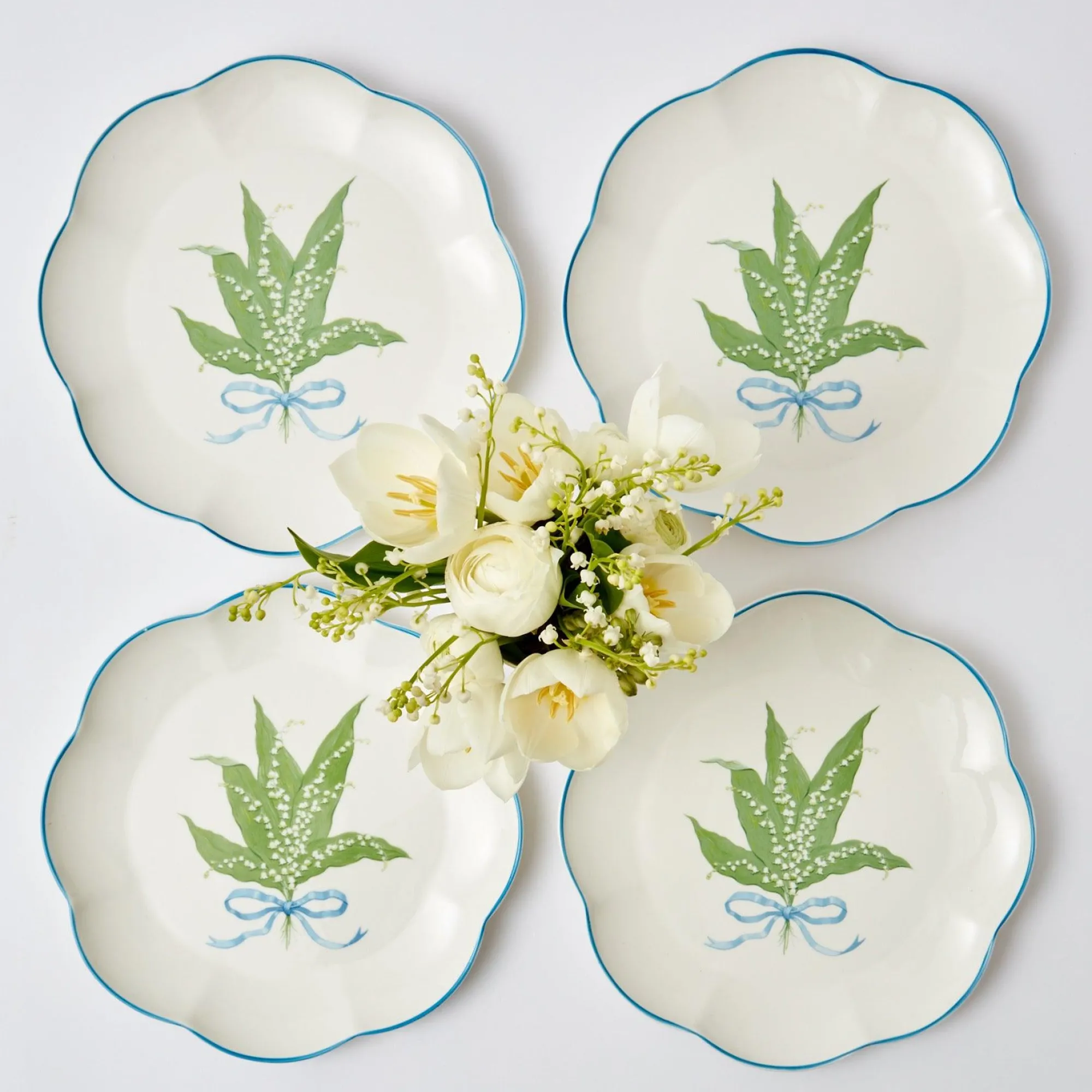 scalloped_lily_of_the_val_0.webp Clearance Scalloped Lily Of The Valley Starter Plate (Set Of 4) Crockery Sets