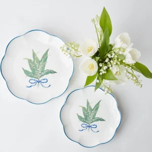 Clearance Scalloped Lily Of The Valley Starter Plate (Set Of 4) Crockery Sets