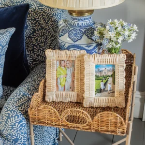 Cheap Scalloped Rattan Tray With Stand Trays & Liners