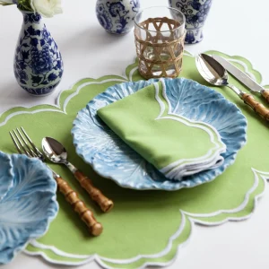 Outlet Serena Apple Green Scalloped Placemats (Set Of 4) Placemats