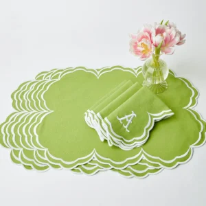 Fashion Serena Apple Green Scalloped Napkins (Set Of 4) Napkins