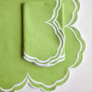 Outlet Serena Apple Green Scalloped Placemats (Set Of 4) Placemats