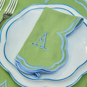 Cheap Serena Apple Green With Blue Napkins (Set Of 4) Napkins