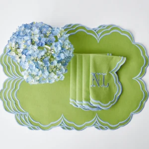 Cheap Serena Apple Green With Blue Napkins (Set Of 4) Napkins