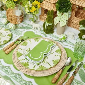 Outlet Serena Applique Green Placemats & Napkins (Set Of 4) Table Linen Sets