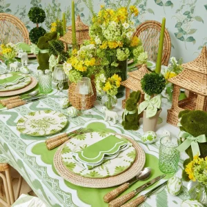 Outlet Serena Applique Green Placemats & Napkins (Set Of 4) Table Linen Sets