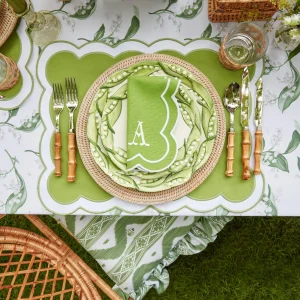Outlet Serena Applique Green Placemats & Napkins (Set Of 4) Table Linen Sets