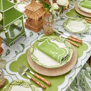 Outlet Serena Applique Green Placemats & Napkins (Set Of 4) Table Linen Sets