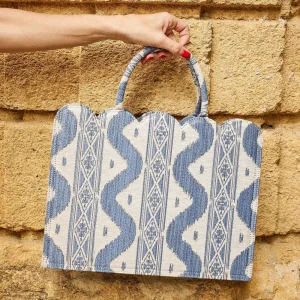 New Small Tote Bag (Blue Ikat) Women Mrs. Alice Tote Bags