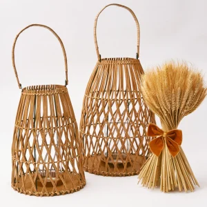 Hot Small Rattan Lantern Candle Holders