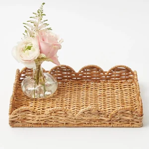 Shop Small Scalloped Rattan Tray Trays & Liners