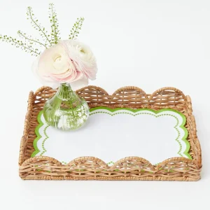 Shop Small Scalloped Rattan Tray Trays & Liners