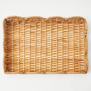 Shop Small Scalloped Rattan Tray Trays & Liners