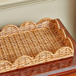 Shop Small Scalloped Rattan Tray Trays & Liners