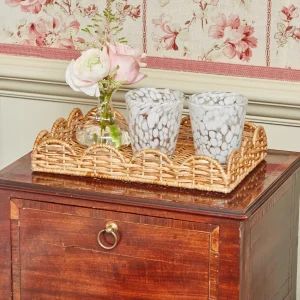 Shop Small Scalloped Rattan Tray Trays & Liners