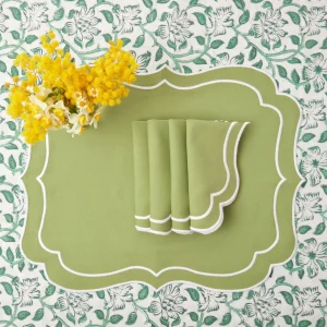Online Sylvie Green Embroidered Placemats & Napkins (Set Of 4) Table Linen Sets