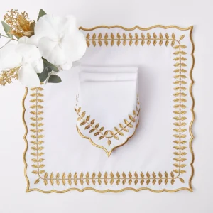 Cheap White & Gold Laurel Napkins (Set Of 4) Napkins