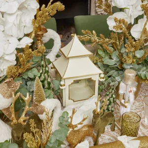 Hot White & Gold Pagoda Lantern Candle Holders