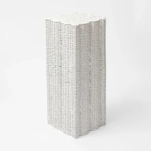 Store White Liliana Scalloped Rattan Pedestal And Urn Urns & Pedestals