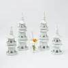 New White Porcelain Pagoda Decoration Set Pagodas & Lanterns