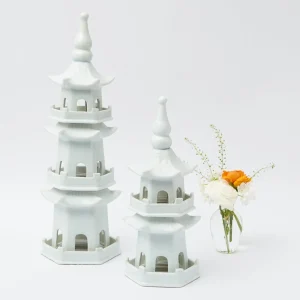 Outlet White Porcelain Pagoda Decoration Set Decoration Sets