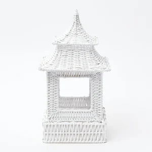 Best Sale White Rattan Pagoda Lantern Candle Holders