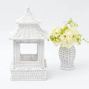 Best Sale White Rattan Pagoda Lantern Candle Holders
