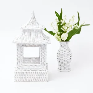 Best Sale White Rattan Pagoda Lantern Candle Holders