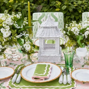 Sale White Rattan Pagoda Lantern Set Rattan Tableware