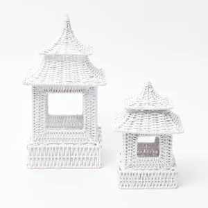 Best Sale White Rattan Pagoda Lantern Candle Holders