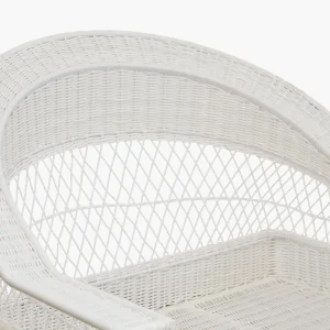 Outlet White Rattan Sun Lounger With Blue Ikat Cushion Rattan Furniture