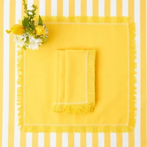 Shop Yellow Fringe Napkins (Set Of 4) Napkins