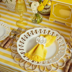 Shop Yellow Fringe Napkins (Set Of 4) Napkins