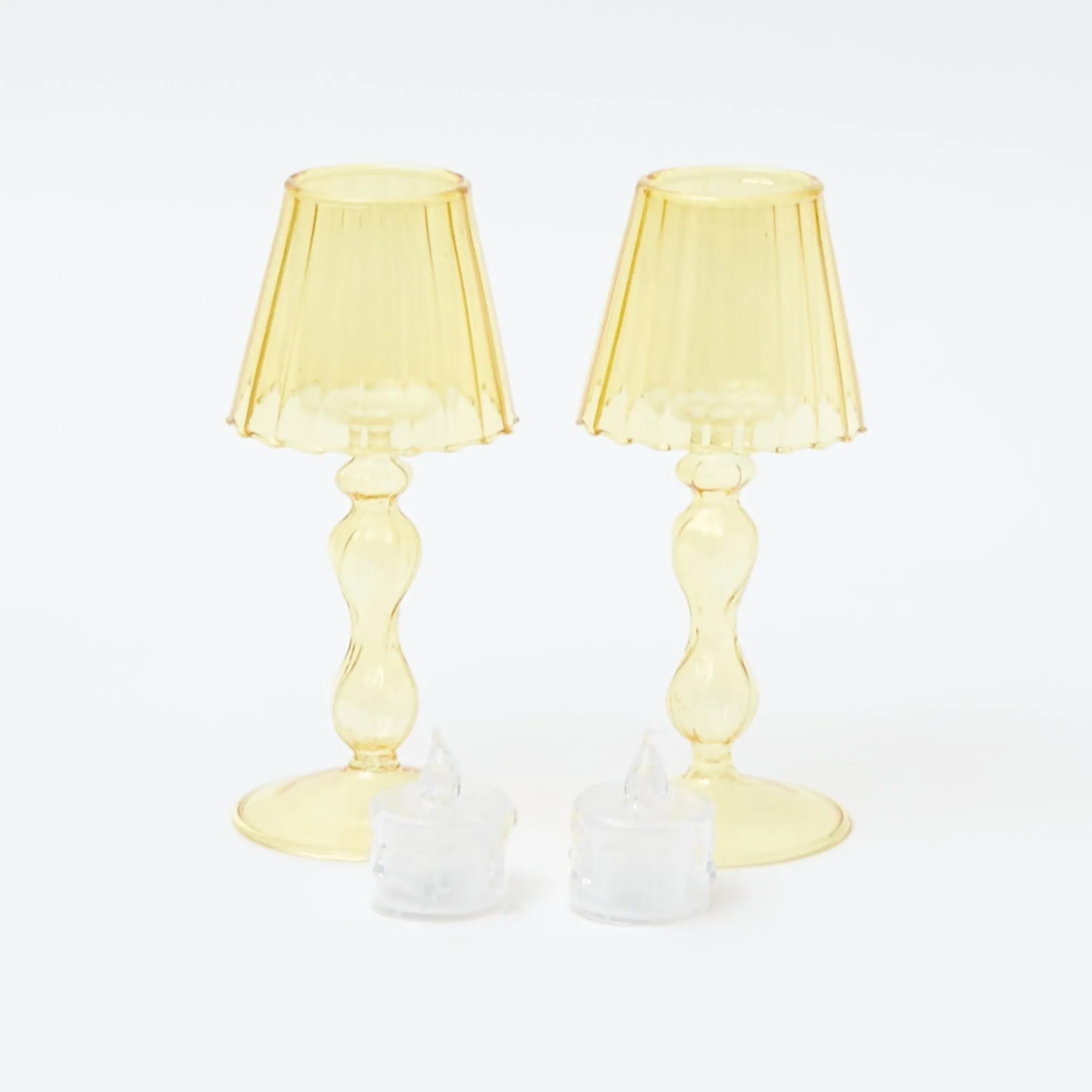 yellow_glass_lantern_tea__12-1.webp New Yellow Glass Lantern Tea Light Holder (Pair) - 18Cm Candle Holders