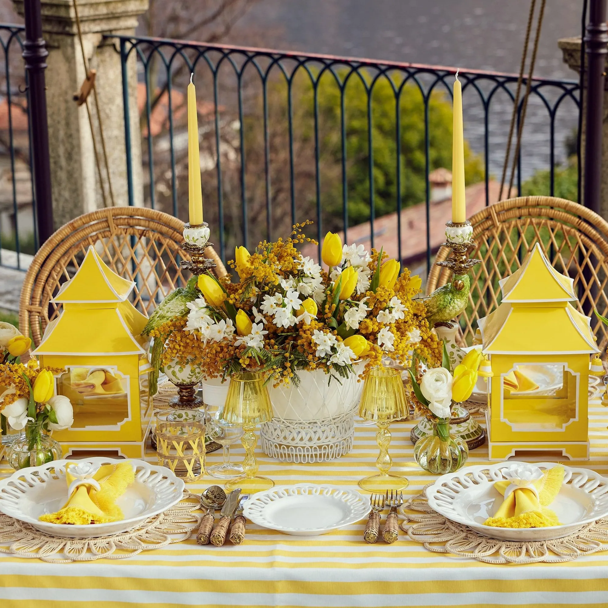 yellow_glass_lantern_tea__8-1.webp New Yellow Glass Lantern Tea Light Holder (Pair) - 18Cm Candle Holders