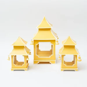 Clearance Yellow Pagoda Lantern Candle Holders